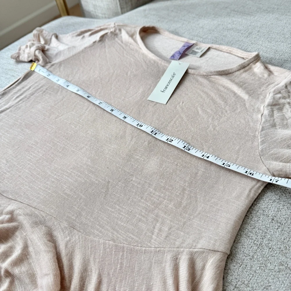 Francesca’s Beige Sand Ruffle Hem Tee Shirt T-Shirt - Picture 8 of 13